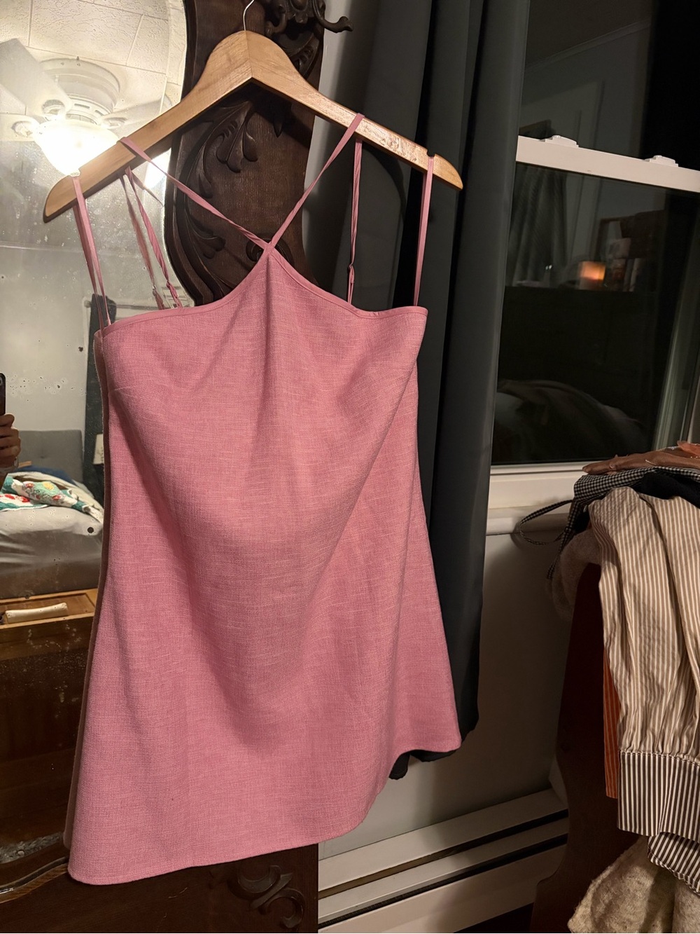 Ciao Lucia Rose Pink Mini Slip Dress with Double Spaghetti Straps